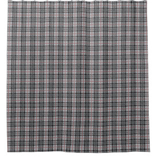 Pixel Plaid in Grey with Red Stripe