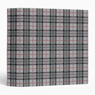 Pixel Plaid in Grey with Red Stripe Binder