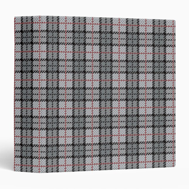 Pixel Plaid in Grey with Red Stripe Binder (Front/Spine)
