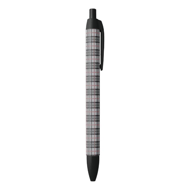 Pixel Plaid in Grey with Red Stripe Black Ink Pen (Bottom (Vertical))