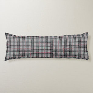 Pixel Plaid in Grey with Red Stripe Body Pillow