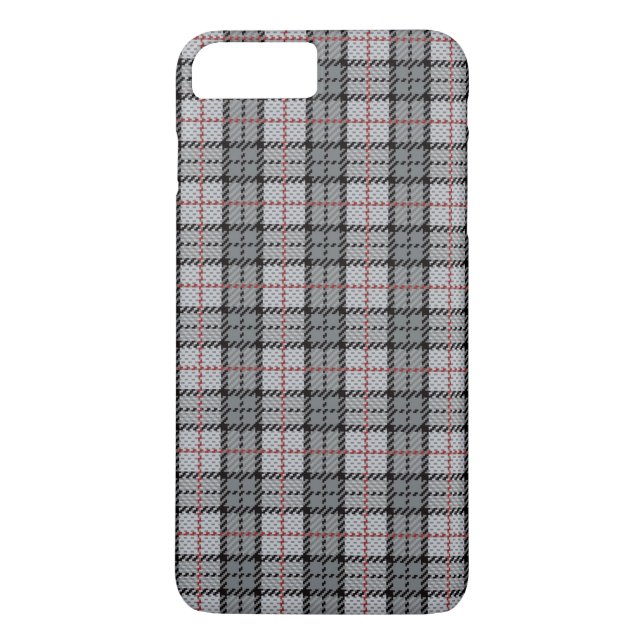 Pixel Plaid in Grey with Red Stripe Case-Mate iPhone Case (Back)