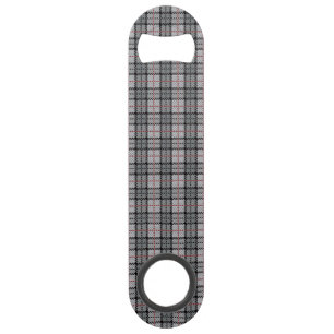 Pixel Plaid in Grey with Red Stripe Speed Bottle Opener
