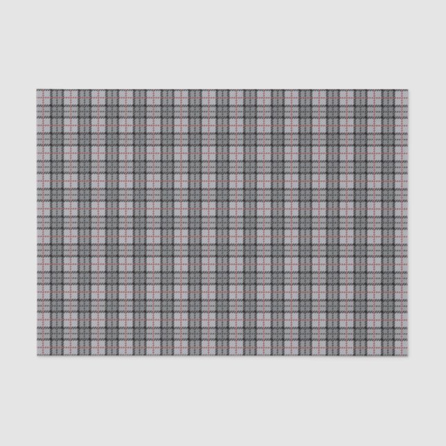 Pixel Plaid in Grey with Red Stripe Tissue Paper (Front)