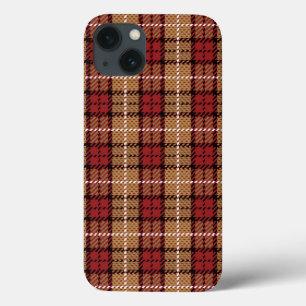 Pixel Plaid in Red and Gold iPhone 13 Case