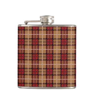 Pixel Plaid in Red and Gold Hip Flask