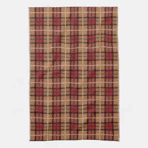 Pixel Plaid in Red and Gold Kitchen Towel