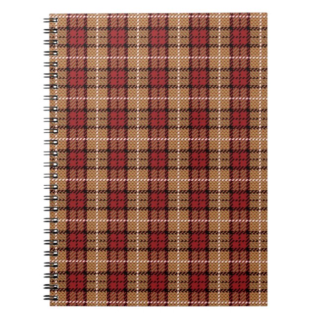 Pixel Plaid in Red and Gold Notebook (Front)