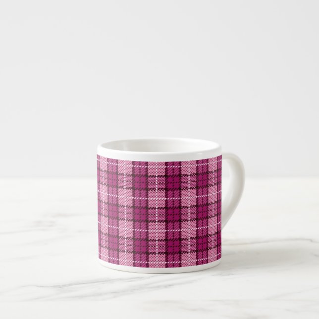 Pixel Plaid_Magenta-Black Espresso Cup (Front Right)