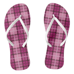 Pixel Plaid_Magenta-Black Flip Flops