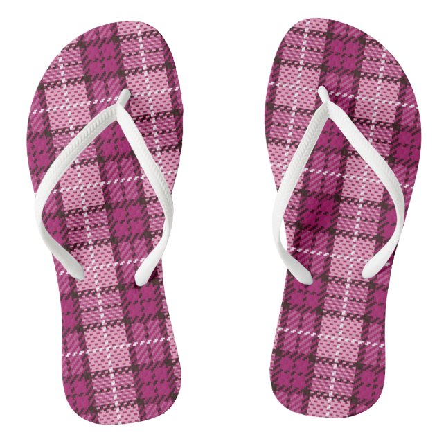 Pixel Plaid_Magenta-Black Flip Flops (Footbed)
