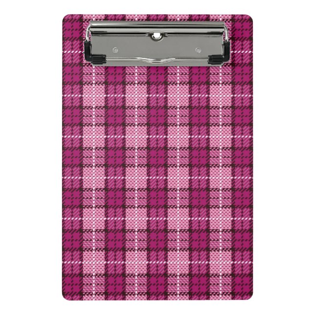Pixel Plaid_Magenta-Black Mini Clipboard (Front)