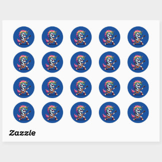 Pixel Punk Rock Unicorn Classic Round Sticker