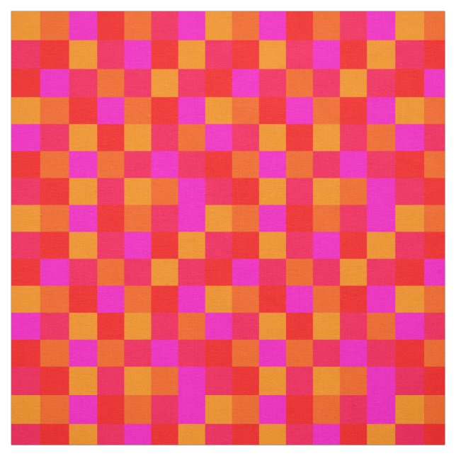 Pixel Red Orange Pink Color Pattern Fabric (Swatch)