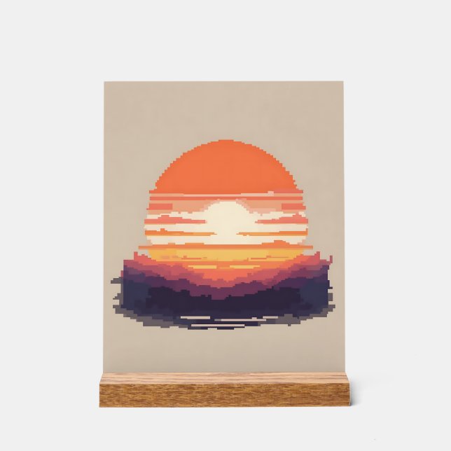 Pixel Retro Sunset Acrylic Sign (Front)