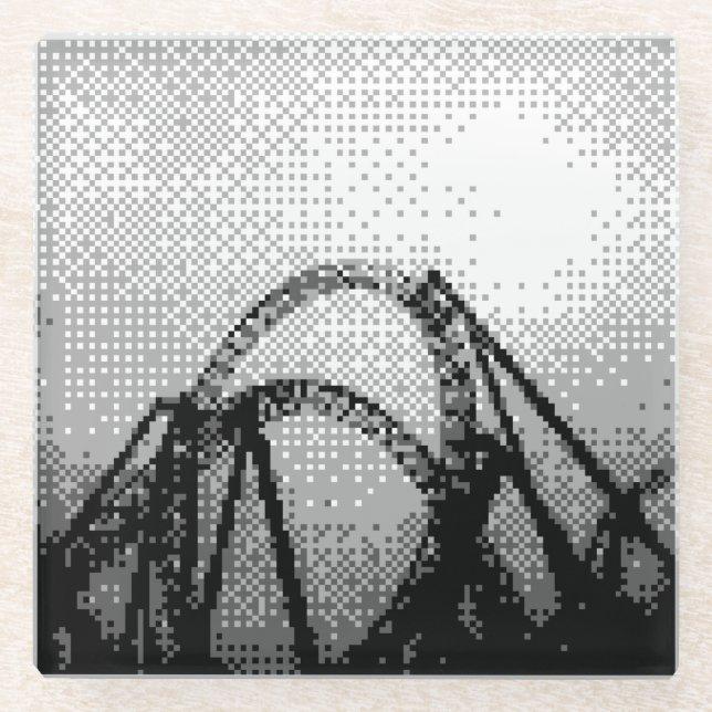 pixel ride glass coaster (Front)