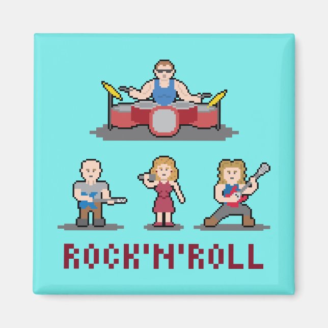 Pixel Rock'n'Roll Band Magnet (Devant)