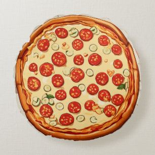 Pixel’s Pizza Pop Round Pillow