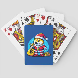 Pixel Santa Crypto Wonderland Dogecoin and Bitcoin Playing Cards
