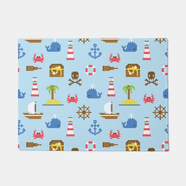 Pixel Sea Art Pattern Doormat (Front)