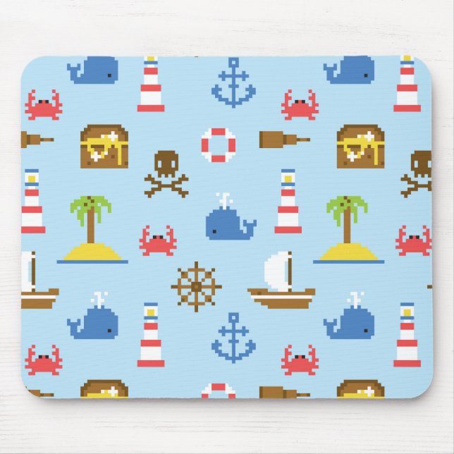 Pixel Sea Art Pattern Mouse Pad (Front)