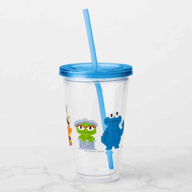Pixel Sesame Street Characters Acrylic Tumbler (Left)