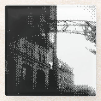 pixel short north glass coaster