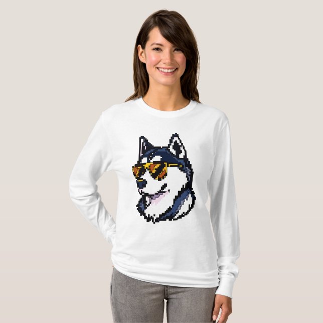 Pixel Siberian Husky T-Shirt (Front Full)