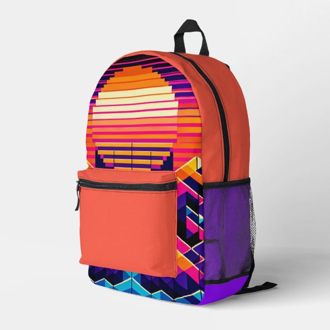 Pixel Sunset Printed Backpack (Back Corner Right)
