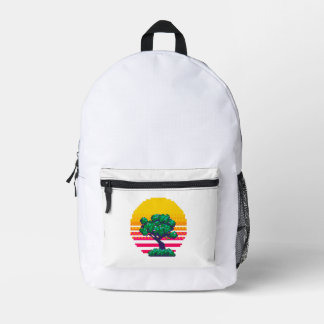 Pixel Sunset Tree Adventure Printed Backpack