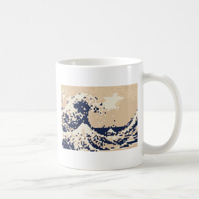 Pixel Tsunami 8 Bit Pixel Art Coffee Mug (Right)