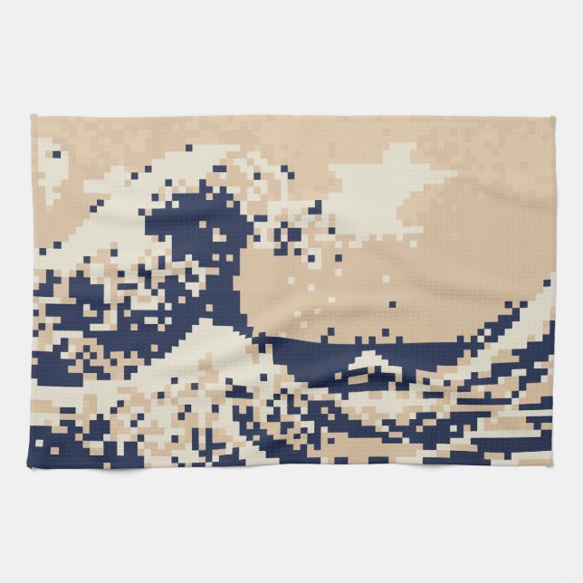 Pixel Tsunami 8 Bit Pixel Art Kitchen Towel (Horizontal)