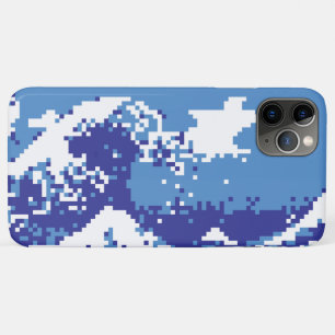 Pixel Tsunami Blue 8 Bit Pixel Art iPhone 11 Pro Max Case