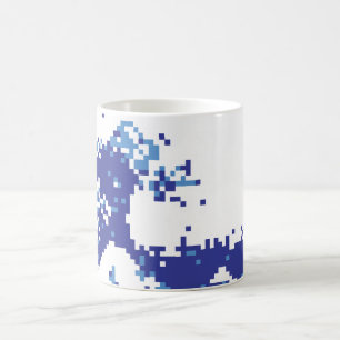 Pixel Tsunami Blue 8 Bit Pixel Art Coffee Mug