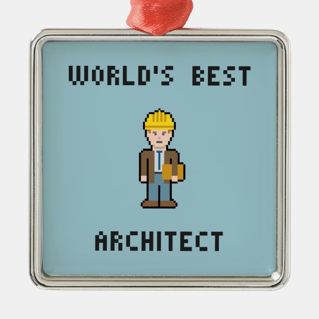 Pixel World's Best Architect Metal Ornament (Front)