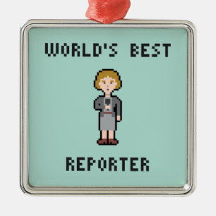 Pixel World's Best Female Reporter Metal Ornament