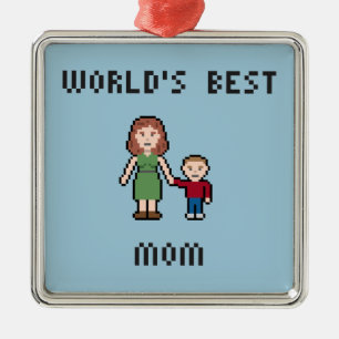 Pixel World's Best Mom Ornament
