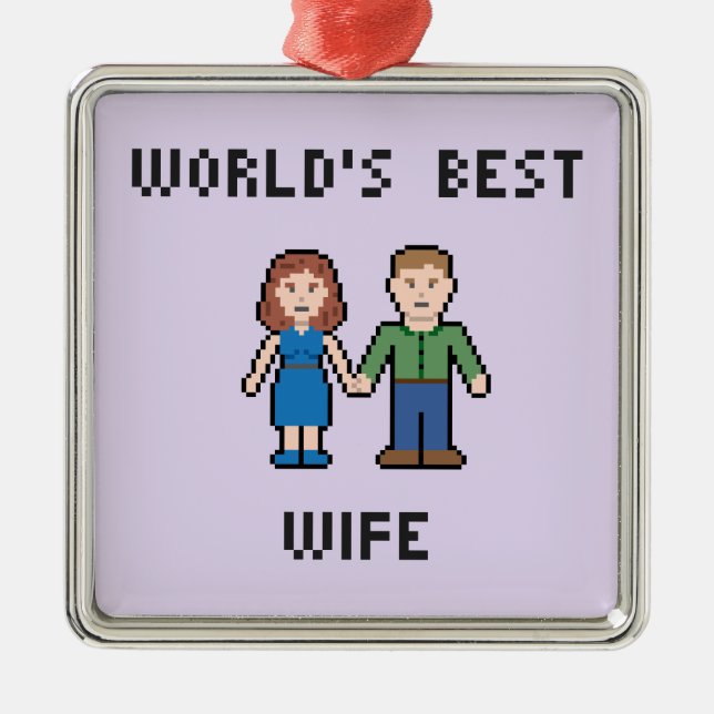 Pixel World's Best Wife Ornament (Front)