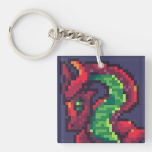 Pixelart, dragon keychain