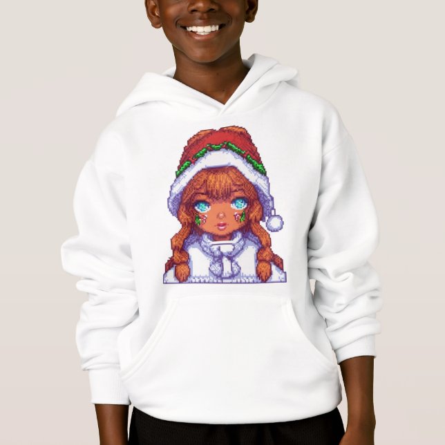 Pixelart girl wearing Santa hat  (Front)