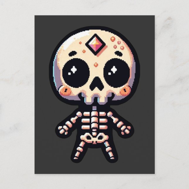 Pixelart Skeleton Postcard (Front)