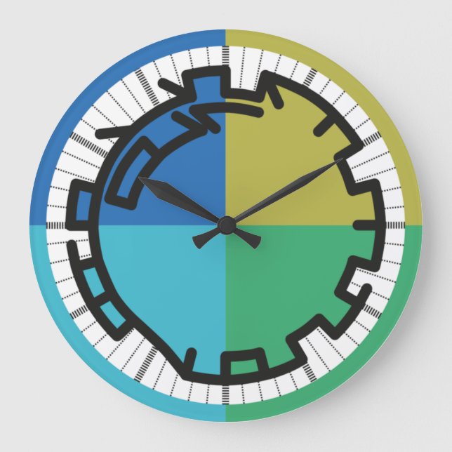 PIXELAT chained numbers by Masanser Large Clock (Front)