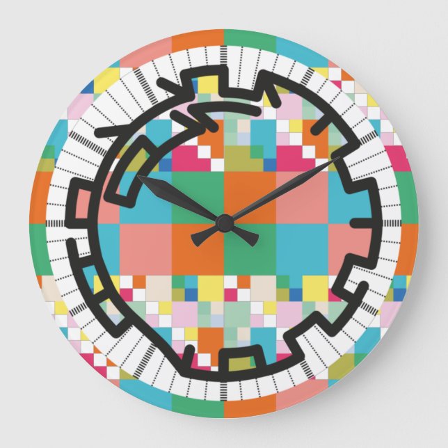 PIXELAT chained numbers by Masanser Large Clock (Front)