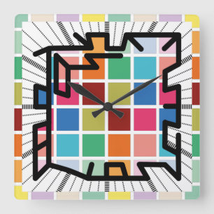 PIXELAT chained numbers by Masanser Square Wall Clock