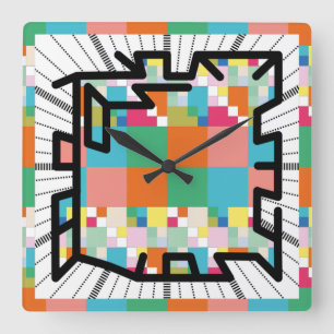 PIXELAT chained numbers by Masanser Square Wall Clock