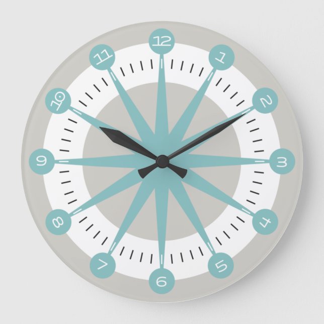 Pixelat sky-colored star by Masanser Large Clock (Front)