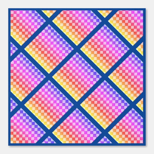 Pixelated Cube Rainbow Retro 80s Gamer Decor Wallpaper (Front)