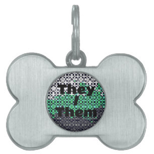 Pixelated Customizable Pronoun Neutrois Pride Flag Pet ID Tag