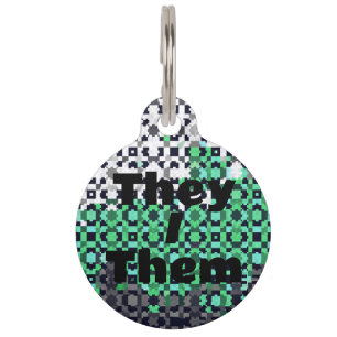 Pixelated Customizable Pronoun Neutrois Pride Flag Pet Tag