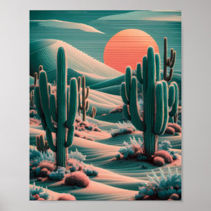 Pixelated Desert Oasis Poster